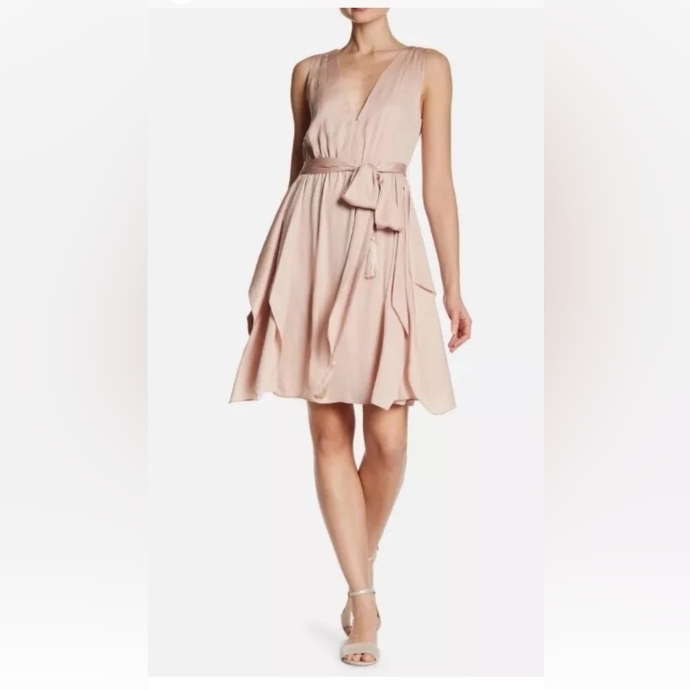 New BCBG MAXAZRIA Dress 8 Cahya Ruffle Fringe Satin Pink Party Evening Wedding